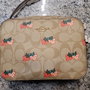 Mini Camera Bag In Signature Canvas With Strawberry Print